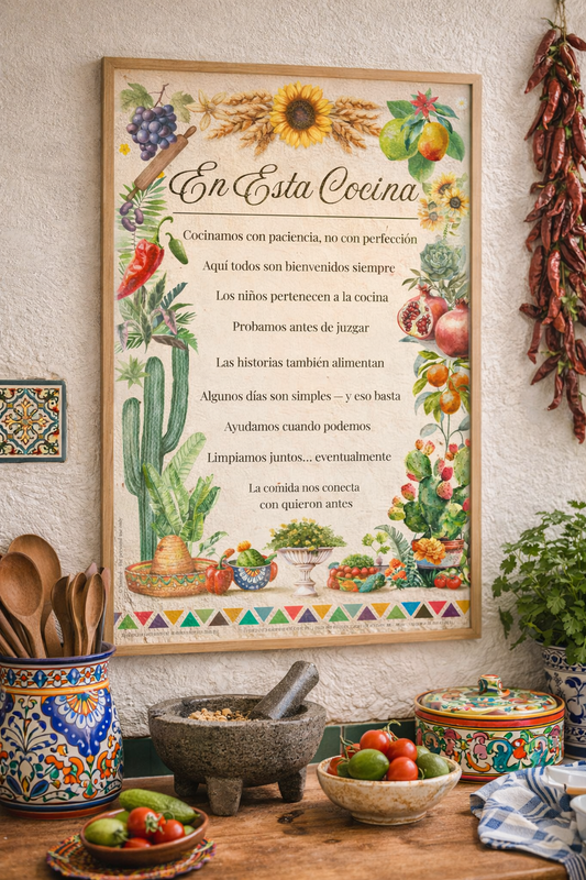 En Esta Cocina — A Family Rules Poster (Spanish)