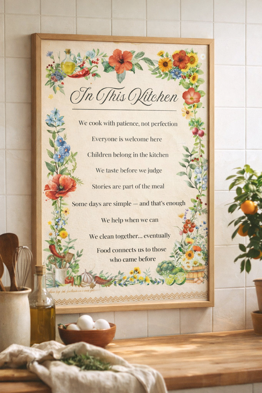 In This Kitchen — A Family Rules Poster (English)