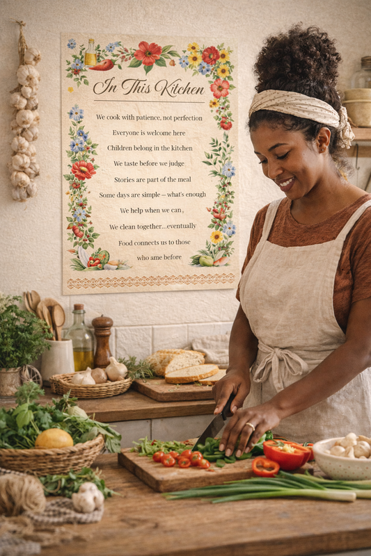 In This Kitchen — A Family Kitchen Poster (English)